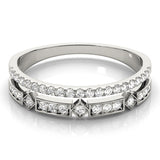 white gold double row diamond stackable ring 