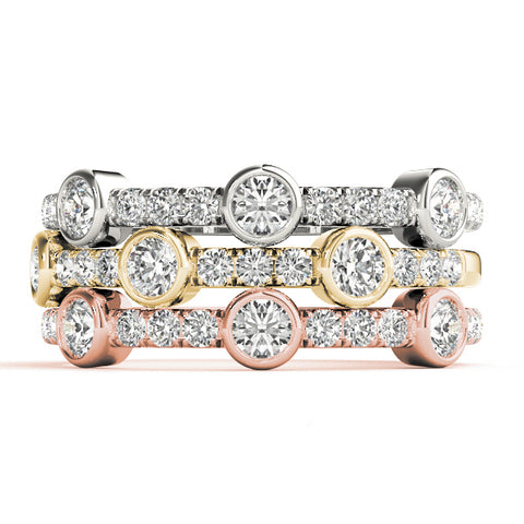 white gold yellow gold rose gold diamond stackable rings