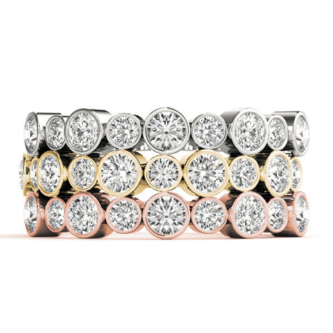 white gold yellow gold and rose gold diamond stackable rings