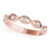 rose gold crossover milgrain diamond stackable ring
