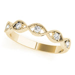 yellow gold crossover milgrain diamond stackable ring