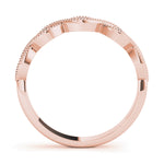 rose gold crossover milgrain diamond stackable ring