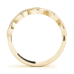 yellow gold crossover milgrain diamond stackable ring