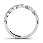 white gold crossover milgrain diamond stackable ring