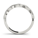 white gold crossover milgrain diamond stackable ring