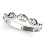 white gold crossover milgrain diamond stackable ring