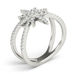 white gold starburst diamond fashion ring