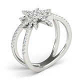 white gold starburst diamond fashion ring
