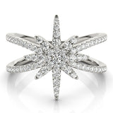 white gold starburst diamond fashion ring