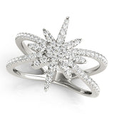 white gold starburst diamond fashion ring