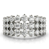white gold graduated three row diamond ring