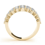 yellow gold graduated three row diamond ring