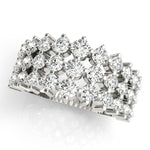 white gold graduated three row diamond ring