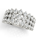 white gold graduated three row diamond ring