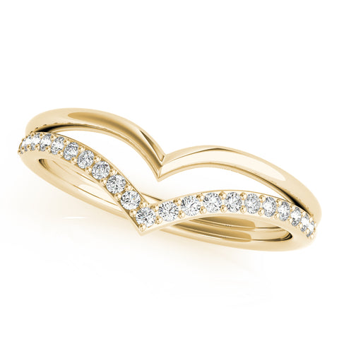 yellow gold double row diamond chevron band