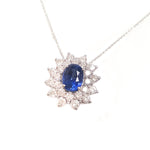 platinum tanzanite and diamond pendant necklace