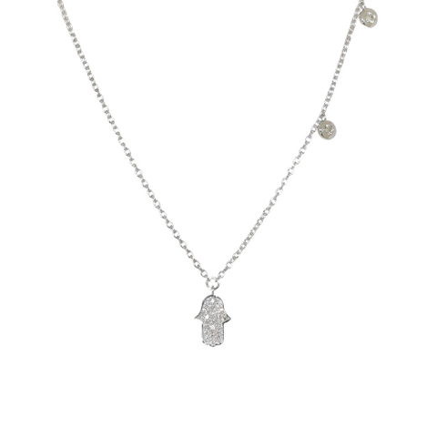 white gold diamond hamsa pendant