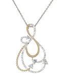 white gold and yellow gold diamond swirl pendant