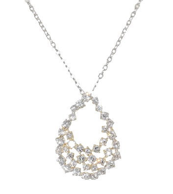 14kt Two Tone Diamond Tear Drop Pendant (.96 ctw)
