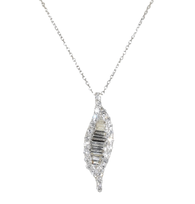 14kt White Gold Diamond Twist Fashion Pendant (.93 ctw)