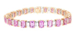 two tone pink sapphire and diamond tennis bracelet