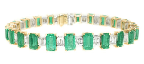 two tone emerald and diamond tennis bracelet 