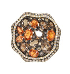 yellow gold smokey topaz citrine and champagne diamond ring