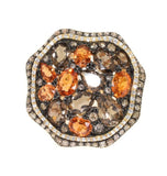 yellow gold smokey topaz citrine and champagne diamond ring