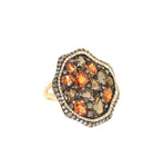 yellow gold smokey topaz citrine and champagne diamond ring
