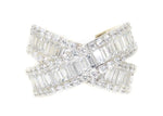 white gold diamond crossover ring