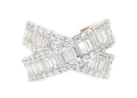white gold diamond crossover ring