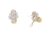 white gold yellow gold and rose gold diamond fashion earrings