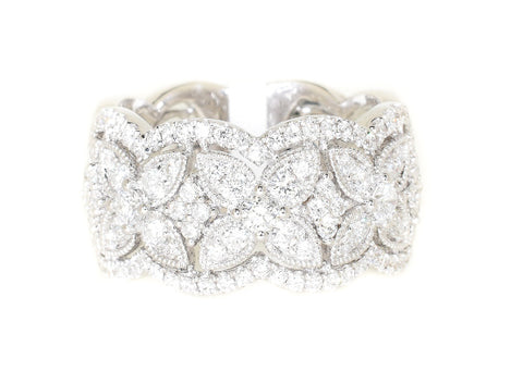 white gold diamond floral fashion ring