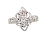 white gold diamond cluster fashion ring