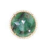 yellow gold emerald slice and white sapphire ring