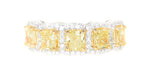 white gold yellow diamond five stone ring
