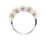 white gold yellow diamond five stone ring