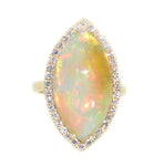 yellow gold opal and diamond ring