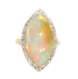 yellow gold opal and diamond ring
