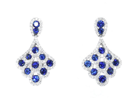 white gold blue sapphire and diamond earrings