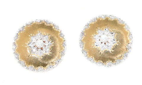 white gold and yellow gold Florentine finish earrings