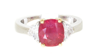 two tone ruby and diamond ring