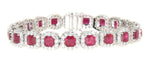 white gold Burmese ruby and diamond tennis bracelet 