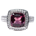 18kt White Gold Pink Tourmaline & Diamond Fashion Ring