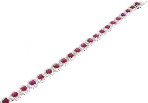 Custom Fire Ruby and White Gold Bracelet, 1.78Ct Total Weight