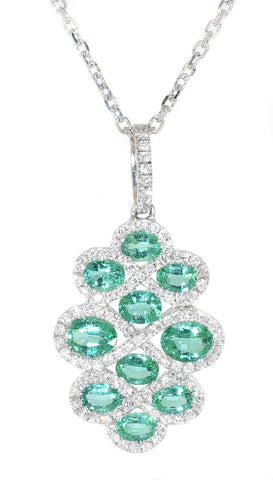 white gold emerald and diamond fashion pendant