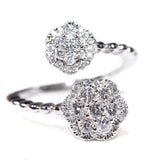 14kt white gold diamond floral bypass ring