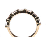14kt yellow gold diamond ring, alternating baguette diamonds and princess cut diamonds