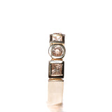 14kt yellow gold bezel-set diamond ring, alternating princess cut diamonds and round brilliant diamonds