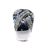 18kt white gold blue sapphire and diamond floral ring